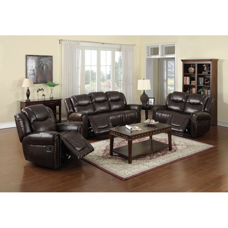 Red Barrel Studio® 3 Piece Faux Leather Reclining Living Room Set Wayfair